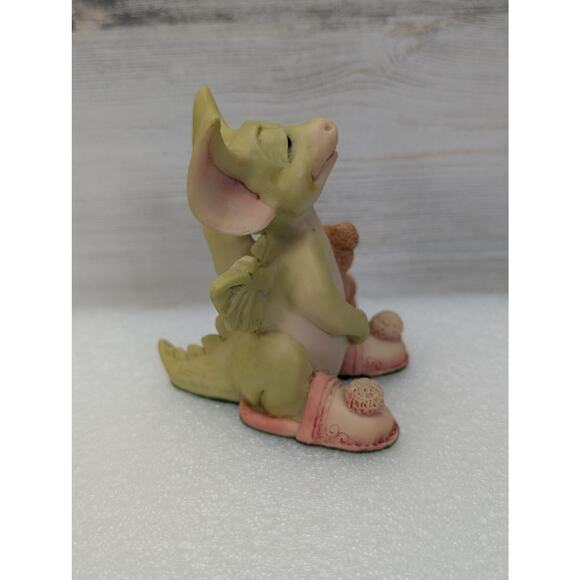 Vintage Real Musgrave Drowsy Dragon Figurine 1989 Teddy Bear Pink Slippers - Picture 6 of 11